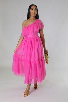 Adrianna Days Dress – GitiOnline Semi Dresses, Pink Vibes, Fuchsia Color, Tulle Fabric, Dress C, Stretch Dress, Tulle Dress, Dress First, Gorgeous Dresses