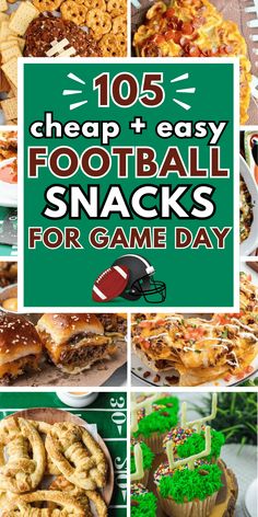 The best football snacks for a crowd! Simple inexpensive gameday recipes for football season that will feed a crowd cheap. Easy football themed appetizers, desserts, and make ahead snacks, perfect for game day tailgate snacks and football party food. Game day snacks, football snacks crockpot, football snacks dessert, football snacks kids, quick and easy football party food, football party snacks, football game snacks, football tailgate party food, Super Bowl snacks, football party menu ideas Easy Appetizers Football Game, Football Birthday Snack Ideas, Easy Sunday Football Snacks, Sides For Game Day, Quick Easy Football Appetizers, Desserts For Tailgating Football Parties, Super Bowl Foods For Kids, Finger Food Football Party, Food For Tailgating Party