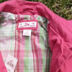 Girls Pink Spring Raincoat With Plaid Lining Is A Breath Of Fresh Air To Brighten Rainy Days! Beautiful Buttons, Lined Raincoat, Collar, Pockets Are Some Pretty Details. Cute Raincoats, Pink Spring, Gap Jacket, A Breath Of Fresh Air, Gap Jackets, Girl Coat, Breath Of Fresh Air, Kids Jacket, Rainy Days