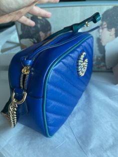 Gucci Shoulder Bag With Adjustable Strap For Shopping, Gucci Bag With Adjustable Strap For Shopping, Blue Gucci Travel Bag, Blue Gucci Shoulder Bag For Everyday Use, High-end Blue Shoulder Bag With Removable Pouch, High-end Blue Leather Bag, Luxury Gucci Handheld Shoulder Bag, High-end Blue Shoulder Bag With Detachable Strap, Luxury Handheld Gucci Shoulder Bag