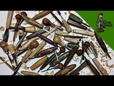 many different types of woodworking tools on a white surface with confetti sprinkles all around them