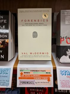 several books are on display in a book store, including one for women and one for men