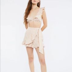 Nwt Forever 21 Skort Set Bottoms Look Like A Skirt With Shorts Underneath-High Waisted With Bow Detail Top Is Like A Bra With Ruffled Sleeves And A Tie At The Back Brand New Size Small So Cute!! I’m Having A Limited Time Deal!! Bundle 3 Itemsw From My Closet That Will Are $12 Or Less For Just $20! Don’t Wait,Supplies Going Fast! Feel Free To Send Offers! Bundle And Save %15 On Bundles Of 2 Or More!! Each Package Is Wrapped And Shipped With Love, And A Thank You Card With Free Stickers! I Appreci Satin Two Piece Set, Skirt With Shorts, Wrap Skort, Forever 21 Skirt, Blue Velvet Dress, Velvet Mini Skirt, Crop Top Set, Skirt And Top Set, Polka Dot Skirt