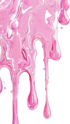 pink liquid flowing down the side of a white wall with drops of paint on it