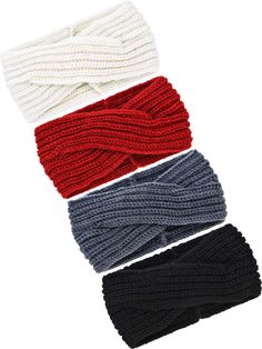 PRICES MAY VARY. 4 Colors: each set of headbands comes with 4 colors, they can match with different types of clothes and make your life colorful easily Knitted design: the headband is knitted, which is elastic and soft, very stretchable, the wide headband can bring warm to you easily without hurting your hair, especially design for winter Dimensions: the unstretched headband measures approx. 4.3 inches/ 11 cm in width and approx. 7.9 inches/ 20 cm in length, with elasticity, they fit for most gi Ear Warmers Crochet, Chunky Knit Headband, Ear Warmer Crochet, Crochet Hairband, Knit Headbands, Hats Design, Knitting Headband, Hats Style, Headband Crochet