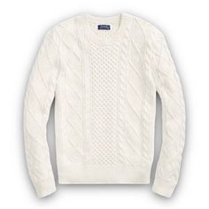 Polo Ralph Lauren Iconic Fisherman Sweater Cable Knit Andover Cream Colorway ++Mens Size Xl++ New With Tags Fast Ship Classic White Sweater With Ribbed Cuffs, White Wool Crew Neck Outerwear, White Wool Outerwear With Crew Neck, White Cable Knit Classic Outerwear, Classic Crew Neck Cable Knit Outerwear, Classic Cable Knit Crew Neck Outerwear, Classic White Knit Outerwear, White Ralph Lauren Sweater, Polo Ralph Lauren Sweater