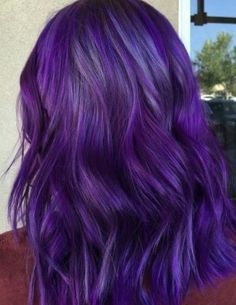 Cool Purple Hair, Drop Curls, Hair Purple Highlights, Bob Black Hair, Vibrant Purple Hair, Black Hair Weave, Purple Pixie Cut, Side Part Hair, Weave Straight