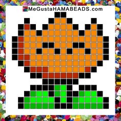 an orange and black flower is surrounded by many different colored beads, with the words megusta hababs com on it