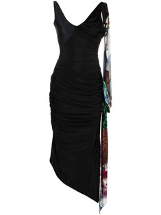 black/multicolour stretch-design jersey texture asymmetric design layered effect draped detailing scarf detailing V-neck V-back sleeveless asymmetric hem Arab Dress, Runway Moments, Design Jersey, Wedding Outfit Ideas, Basic Fashion, Cute Dress Outfits, Style Edit, Designer Drapes, Brands Fashion