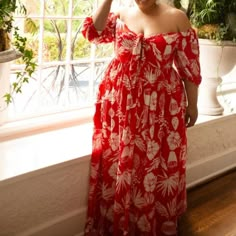 Red Floral Dress Hand Washed, Never Worn Size 18 But Has Full Skirt And Could Go Up To A 20 Plus Size Resort Wear, Eloquii Dress, Plus Size Designers, Skirt Maxi, Plus Size Style, Plus Size Maxi, Plus Size Summer, Plus Size Maxi Dresses, Elbow Sleeve