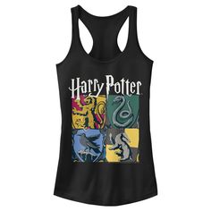 harry potter and the goblet women's tank top in black, front view