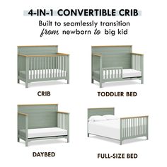 four different types of cribs for toddlers to use in their bedding