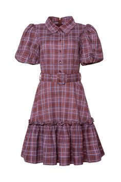 Your new favorite fall dress is here! Say hello to the Virginia Dress in Plaid! Made with soft 100% cotton fabric, and features a v-neckline with a classy collar, and short puff sleeves with an elastic closure. The knee-length skirt has a playful ruffle hem and practical pockets. Plus, the pull-over style with functional buttons make it nursing friendly. This women's dress proves you never have to sacrifice comfort for style. Perfect for family matching. Fall Mini Dress With Ruffle Hem And Short Sleeves, Short Sleeve Puff Dress With Ruffles For Daywear, Fall Puff Sleeve Dress With Ruffles And Short Sleeves, Knee-length Puff Sleeve Dress With Ruffles For Day Out, Knee-length Ruffled Puff Sleeve Dress For Day Out, Cotton Puff Sleeve Dress With Ruffles, Chic Cotton Puff Sleeve Dress For Fall, Knee-length Puff Sleeve Dress With Ruffles For Daywear, Casual Short Sleeve Knee-length Dress With Ruffles