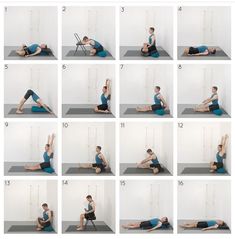 a series of photos showing how to do a yoga pose