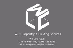 a business card with the words wlc carpenty and building services