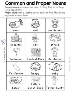 the common and proper words worksheet