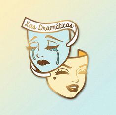 two stickers depicting the faces of women with masks on them