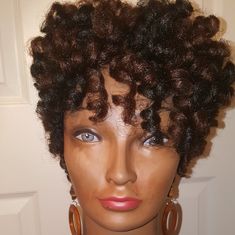 New Handmade Short, Curly, Tapered Cut Crochet Wig In Color 1b/33 Made On My "Very Popular" Stretchy Breathable Comfortable Crochet Wig Cap. Also Comes In Colors #1, #1b, #2, #4, #27, #30, #33, #613, Burgundy, And Any Of These Colors Mixed...(Price Difference For Color Change)..Please Send A Message For A Different Color Request. #Nwot Crochet Wig Cap, Bob Hair Styles, Crochet Wig, Rod Set, Bob Hair, How To Make Shorts, Wig Cap, Purple Black, Short Curly