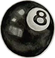 a black and white ball with the number eight on it