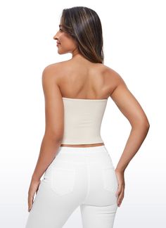 Butterluxe collection features super soft and stretchy high-quality fabric. Tight tube tops are designed with double-lined and an elastic top trim for offering safe feeling and showing flattering back line. Ideal for everyday support, casual, going out and daily wear. Feature & Fitting: 
 Butterluxe collection 
 Design for casual wear 
 No built-in bra, Tight fit 
 Elastic top trim, Double lined 
 Fabric: 
 Extremely Soft, luxurious comfort and lightweight 
 Ultra stretchy, very gently compr Crz Yoga, Strapless Crop Top, Tube Tops, Cropped Tops, Strapless Tops, Tops For Women, Tube Top, Strapless Top, Daily Wear