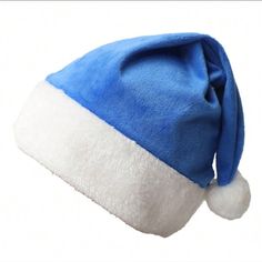 Christmas Blue Plush Hat Adult Size Adjustable Light Blue Winter Hat, Blue Cap Hat As A Gift, Blue Cap As Gift, Blue Cap As A Gift, Blue Santa Hat, Santa Claus Cap, Maroon Hat, Blue White Christmas, Plush Hat