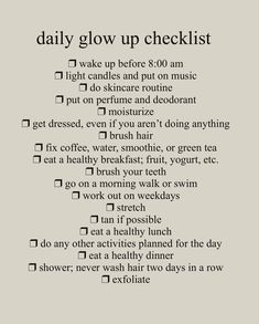 Self Growth Checklist, Checklist For Healthy Lifestyle, Productive Checklist, I Should Not Have To Reach Crisis, Daily Glow Up Checklist, Self Care Reset, How To Feel Fresh, Everyday Checklist Self Care, How To Start A Day