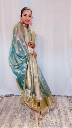 Bringing you the finest collection of Banarasi Tissue Silk Sarees with designer gotta Patti detailing. A Yet another stylish , elegant and timeless piece from our master weavers in Banaras. A Simple yet chic look which takes you from power brunch to date night. Adorn this effortless tissue silk saree in gold zari with designer gotta Patti details. Just gorgeous to the core and timeless . Luxurious fabric with softness and sheen just remarkable. Photos don't do justice .. this saree is just... gl Designer Tissue Silk Kurta With Pallu, Elegant Anarkali Set In Tussar Silk With Gota Work, Designer Banarasi Silk Kurta With Gota Work, Festive Traditional Wear With Sheer Dupatta In Tussar Silk, Eid Traditional Wear With Sheer Tussar Silk Dupatta, Elegant Green Pre-draped Saree With Gota Work, Green Tissue Silk Blouse Piece With Gota Work, Designer Tussar Silk Sharara With Sheer Dupatta, Elegant Tussar Silk Sharara With Gota Work