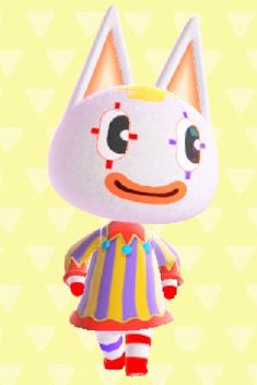 an animal crossing character in a colorful outfit