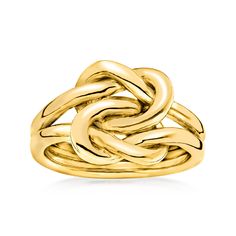 Ross-Simons - Italian 18kt Gold Over Sterling Love Knot Ring Size 5. The enduring love knot motif celebrates a meaningful and unbreakable bond. From Italy, this ring presents the special symbol in glossy 18kt yellow gold over sterling silver, which would make a thoughtful gift for someone you simply adore! 1/2" wide. 18kt yellow gold over sterling silver love knot ring. Jewelry Presentation, Gold Knot Ring, Diamond Ring Cuts, Cultured Pearl Ring, Emerald Necklace Pendant, Love Knot Ring, Pear Shaped Ring, Special Symbols, Natural Gold