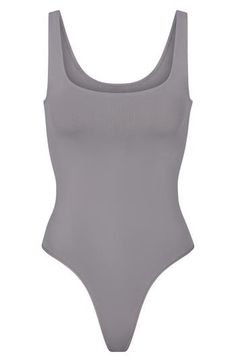 Summer Second-skin Scoop Neck Leotard, Summer Scoop Neck Second-skin Leotard, High Stretch Scoop Neck Bodysuit, Summer Smoothing Scoop Neck Leotard, Summer Bodysuit With Minimal Stretch And Scoop Back, Sleek Stretch Bodysuit With Scoop Neck, Second-skin Scoop Neck Leotard, Scoop Neck Elastane Bodysuit With Lined Body, Seamless Second-skin Leotard