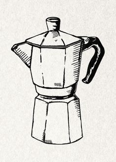 a drawing of an espresso coffee maker