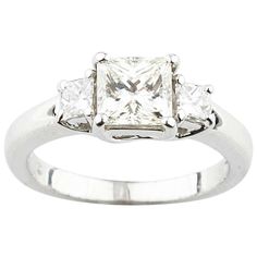 Jeff Cooper Platinum Princess Cut 3-Stone Diamond Engagement Ring For Sale at 1stDibs Engagement Rings With Band, Ring Goals, Engagement Ring Princess Cut, Engagement Ring Princess, Princess Cut Ring, Ring Princess Cut, Engagement Rings Princess, Princess Cut Engagement, Cut Engagement Rings