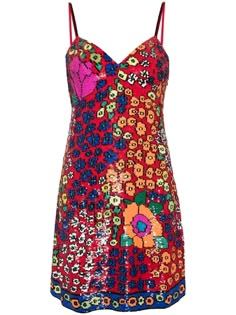 This Ashish dress features a floral pattern sequin design, spaghetti straps, a V-neck, and a straight hem. It is made from a luxurious fabric that is both comfortable and stylish. The dress is perfect for a variety of occasions, from a cocktail party to a night out with friends.