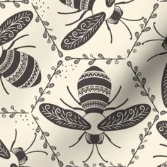 black and white bugs with ornate designs on it's back ground, in the middle of an intricately designed background