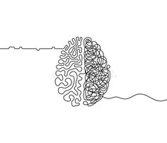 a black and white drawing of a human brain in the shape of a rectangle