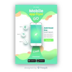 the mobile app flyer is displayed on a white background