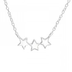 This Solid Silver Stars Pendant with necklace is from our necklaces category and makes the perfect addition to your jewelry collection. Crafted from high-quality .925 Sterling Silver with an advanced E-Coat finishing to resist tarnish. Can be considered petite/small in size, please read carefully before buying. Pendant measures approx 14 mm x 5 mm, silver necklace measures 45cm and is about 1mm thick. Sterling Silver Necklaces With White Star Charm, Sterling Silver Star Necklace In White Gold, White Sterling Silver Necklace With Star Charm, White Gold Star Necklace In Sterling Silver, Sterling Silver Star Necklace For Anniversary, Sterling Silver Star Necklace In Silver, Sterling Silver Necklace With Star Charm For Anniversary, Turtle Pendant, Lucky Clover