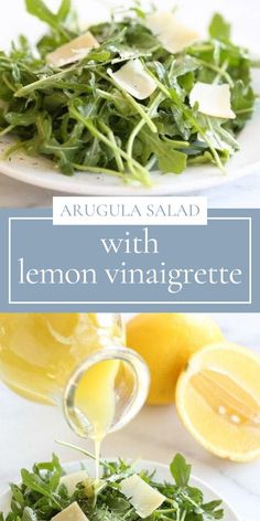 arugula salad with lemon vinaigrete is an easy and healthy side dish