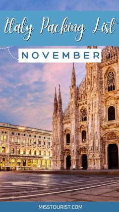 a cathedral with the words italy packing list november