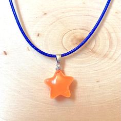 Cute Kawaii Orange Star Necklace! Adjustable Clasp With Dark Blue Necklace Strand. Color: Sunset Sky Orange Check Out My Other Listings For Other Color Variations. Casual Star-shaped Necklaces For Gifts, Dark Blue Necklace, Kawaii Orange, Howleen Wolf, Orange Star, Scene Style, Orange Accessories, Orange Necklace, Sunset Sky