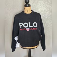 Polo Ralph Lauren Women's 1967 Shield Sweatshirt Crew Neck Black/ Multicolor Size Xs New With Tags, 100% Authentic (Relaxed Fit)(Oversized Fit) Ralph Lauren Long Sleeve Winter Sweatshirt, Ralph Lauren Long Sleeve Sweatshirt For Streetwear, Casual Ralph Lauren Crew Neck T-shirt, Sporty Ralph Lauren Crew Neck T-shirt, Ralph Lauren Sporty Graphic Print T-shirt, Polo Ralph Lauren Women, Ralph Lauren Womens, Polo Ralph, Black & White