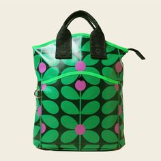 Carry Backpack - Sixties Stem Emerald Womens Rucksack, Patterned Backpack, Travel Office, Orla Kiely, Unique Bags, Backpack Straps, Handbag Backpack, Laptop Sleeve, Laptop Sleeves