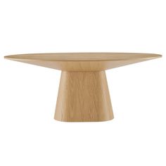 an oval wooden table on a white background