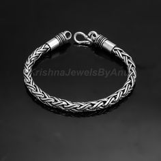 We offer only the finest silver jewelry in our collection. Material - Pure 92.5 Solid Sterling Silver Length - 8.75 Inches  Width  - 0.25 Inch Weight - 42 Gram Approx. Stamped 925 Free Standard Shipping Worldwide Payment Policy :- We accept payment through PayPal. All payments must be made within 7 days of purchase. If you are experiencing some difficulty in paying through PayPal and need additional time, please  contact us. Shipping Policy :- All United States parcel will be shipped through USPS Shipping Service within 1-3 business days after received payment. (It takes 2 to 3 weeks to get it delivered) All Countries (Except USA) parcel will Be Shipped Through DHL E-Commerce Shipping/India Post within 1-3 Business Days after received payment. (It takes 3 to 4 weeks to get it delivered) Sh Luxury Oxidized Finish Sterling Silver Bracelet, Traditional Silver Chain Bracelets Gift, Traditional Chain Bracelet With Sterling Silver Clasp As Gift, Spiritual Sterling Silver Bracelets With Silver Clasp, Antique Silver Sterling Bracelet As Gift, Antique Silver Sterling Bracelet For Gifts, Antique Silver Round Sterling Silver Bracelet Gift, Antique Silver Round Sterling Silver Bracelet For Gift, Handmade Classic Round Sterling Silver Bracelet