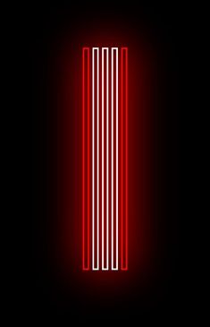 the letter i is made up of red and white lines on a black background,