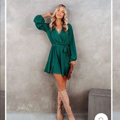 Brand New. Never Worn. Have Both A Size M And A Size L Green Mini Dress For Fall Brunch, Green Flowy Mini Dress For Fall, Vici Dress, Long Sleeve Fitted Dress, Long Sleeve Cocktail Dress, Satin Long Sleeve, Patchwork Dress, Vacation Style, Cover Up Dress