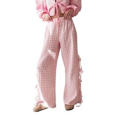 PRICES MAY VARY. MATERIAL: Women casual lounge pants, made from lightweight and breathable polyester blend, lightweight relaxed fit pajama bottom, gingham pants women,checkered linen pants. DESIGN: Side slit pajama bottoms, side tie pajama pants, casual tie up pants, slit pant with self tie knot at side, high rise bow pants, straight wide leg trousers, bow tie up split wide leg pants, cute sold stripe plaid gingham checkered print pants, loose fit going out pants for teen girls. OCCASION: Women Pinterest Dress, Bow Pants, Lounge Trousers, Checkered Trousers, Sweatpants Streetwear, Casual Pants Style, Stripe Pants, Casual Sweatpants, Women Y2k