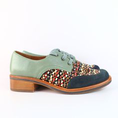 Chie Mihara Assorted Woven Leather Lace Up Women Loafer Shoes Size 36 Eu Msrp: $466 Condition: New In Box Shoes Size: 36 Eu Color: Cement Green -Very Soft Leather Lining -Very Soft Suede -Grey, Multi And Green Celadon Colours 2.00cm On Size 37, Measured At The Center Of Heel Not At The Back. Height Increases Proportionally To Shoe Size. -Lace-Up Fastening -Stacked Heel -Rubber And Half Leather Sole -Leather Hand Woven In India Sku: 0311 Tags: Trendy Modern, Fall, Winter, Spring Multicolor Leather Brogue Shoes With Round Toe, Multicolor Leather Shoes With Brogue Detailing, Multicolor Leather Loafers With Flat Heel, Multicolor Oxfords With Rubber Sole And Round Toe, Multicolor Oxfords With Leather Sole, Multicolor Oxfords With Rubber Sole, Silver Low Heels, Heels High Classy, Cheap Heels