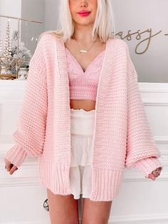 Tops | Sassy Shortcake Boutique - Sassy Shortcake Pink Fluffy Cardigan, Girly Spring Outfits, Girly Outfits Classy, Cute High School Outfits, Sparkle Romper, Definition Of Cute, Sassy Shortcake, Coquette Art, Cute Loungewear