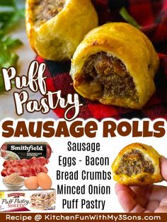 sausage rolls with bacon and eggs in the middle